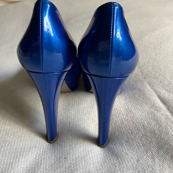 Sergio Rossi patent leather platform-sole pumps blue. Size 38 - Picture 10 of 12